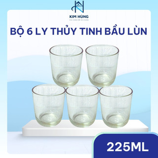 Combo 6 Ly Thủy Tinh Bầu Lùn 225ml, Ly Uống Nước Mát, Trà Đá – Sang Trọng, Bền Đẹp