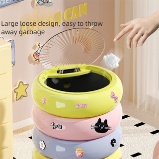 Thùng Rác Nhiều Màu Sắc Phòng Trẻ Em Phòng Khách Thích Hợp Thiết Kế Mở Lớn Báo Chí Mở Nắp Chống Trượt Bánh Xe Lưu Trữ Dụng Cụ Tiện Dụng