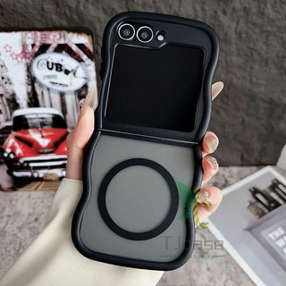 Ốp điện thoại Ranslucent từ tính cho Samsung Galaxy Z Flip 7 Z Flip 6 Z Flip 5 Z Flip 4 / 3 Vỏ khung gợn sóng xoăn