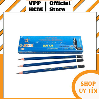 Hộp 12 Cây Bút Chì Gỗ Gstar P333 (2B-6B) Màu Xanh Không Gôm