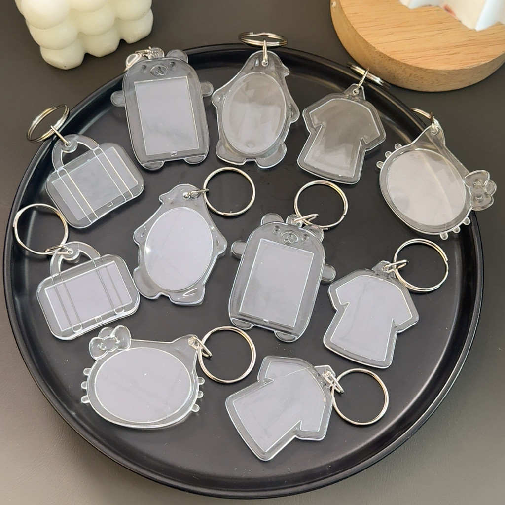 5 / 10 Cái Nhiều Hình Dạng Dễ Thương Móc Khóa Acrylic Trong Suốt - Khung Ảnh Trống Đáng Yêu DIY Mặt Dây Chuyền