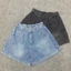 Quần Đùi Jean Bigsize Nữ Dáng Quần Short Ống Rộng Màu Khói Cạp Chun Co Giãn Chất Denim Mềm Q555