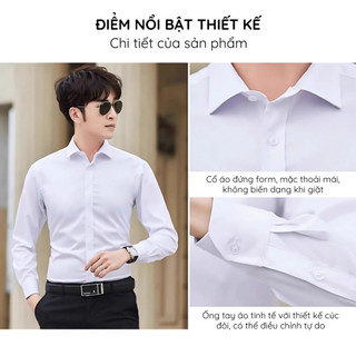 Áo sơ mi  nam tay dài, Áo sơ mi lụa đen trơn form rộng mềm mát mịn đi học đi làm S01