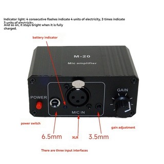 Micrô động Bộ khuếch đại Mic ngưng tụ Âm thanh M-20 48V Phantom Sạc điện màu đen cho loa Card âm thanh trực tiếp