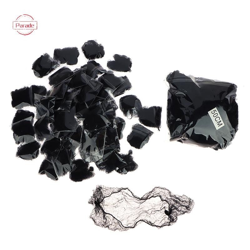 Diễu Hành 50 Chiếc Lưới Tóc Đen Co Giãn Gói Tóc Vô Hình Hairnet Lưới Bun Tóc 30 / 50 / 60CM Phụ Kiện Tóc VN