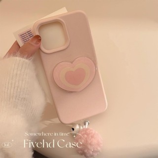 Ốp điện thoại Ins Heart + Giá đỡ + Dây buộc cho iPhone 11 16 15 14 13 12 Pro X Xs Max XR 6 6s 7 8 Plus Vỏ điện thoại TPU mềm Vỏ bảo vệ chống sốc