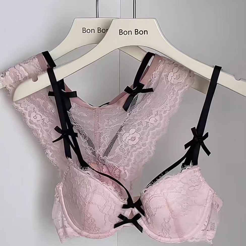 Pháp Gợi Cảm Ren Mỏng Dây Nơ Lông Mi Ren Đóng Khung Áo Ngực Đẩy Lên