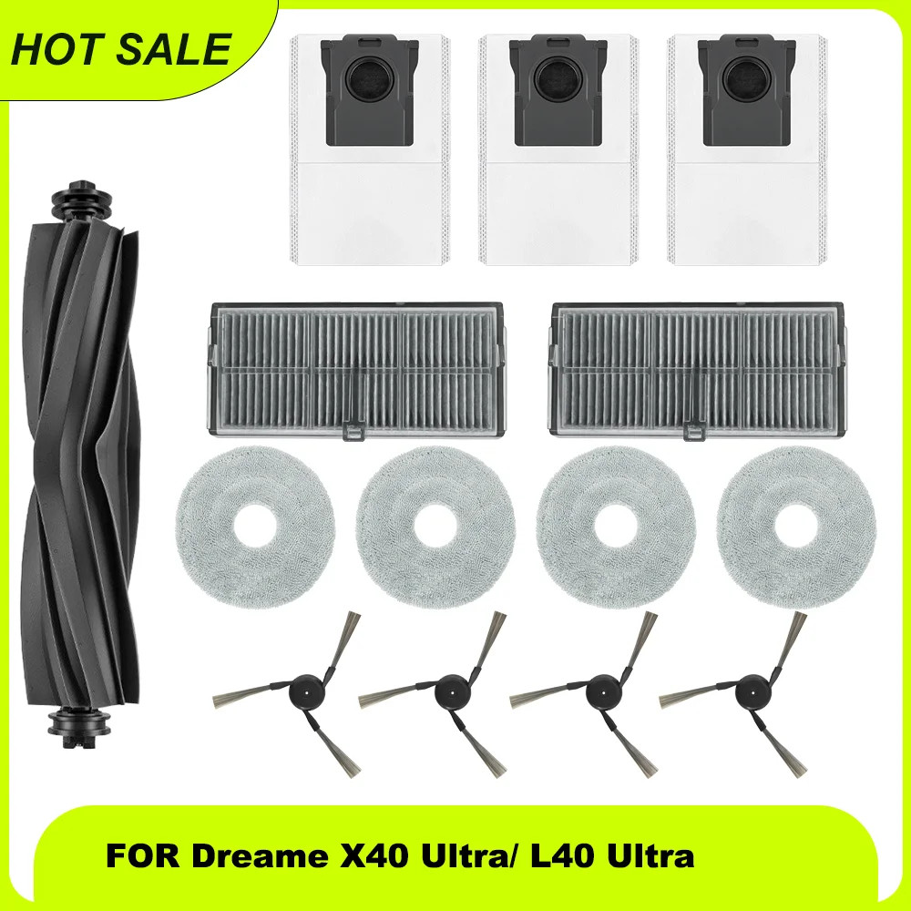Dành Cho Dreame X40 Ultra / L40 Ultra / / X40 Pro Ultra Robot Hút Bụi Bàn Chải Chính, Cây Lau Nhà, Bộ Lọc Hepa, Phụ Kiện Túi Bụi Phụ Kiện Dự Phòng