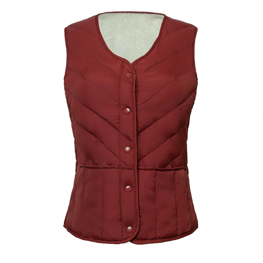Xia| Áo khoác nữ màu trơn Áo khoác nữ thời trang Áo Vest mùa đông Áo khoác không tay ấm áp cho áo len Cardigan ngực đơn ngực thoải mái chống gió Slim Fit màu trơn cho lạnh