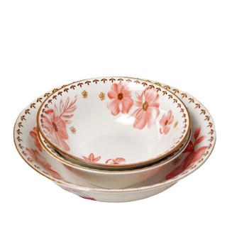 Bộ Tô Đĩa Chén Decor Hoa Dừa Hồng - Sứ Tráng Men, Họa Tiết Thanh Lịch, Bền Đẹp - Hunghome