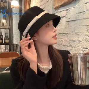 Kudosation Thu Đông Pháp Nơ Xô Mũ Nữ Ngọt Ngào Nỉ Có Hình Dạng Gấp