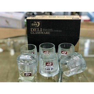 Set 6 ly thuỷ tinh,cốc thuỷ tinh cao cấp đế lồi nhiều hoạ tiết