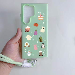 Dây Xích Xanh Đáng Yêu 2 Trong 1 Vỏ Điện Thoại Chống Sốc Cho Samsung A23 A24 A25 a55 s22 s22plus ultra Girly S23 S23Plus s23fe s24plus s24ultra s21FE Vỏ