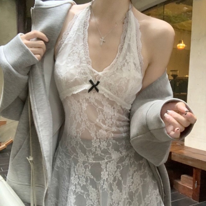 Dây ren Cổ Bên Trong Mùa Thu Phong Cách Mới Lớp Dụng Cụ Tiện Dụng Đáy Trắng Váy Dây
