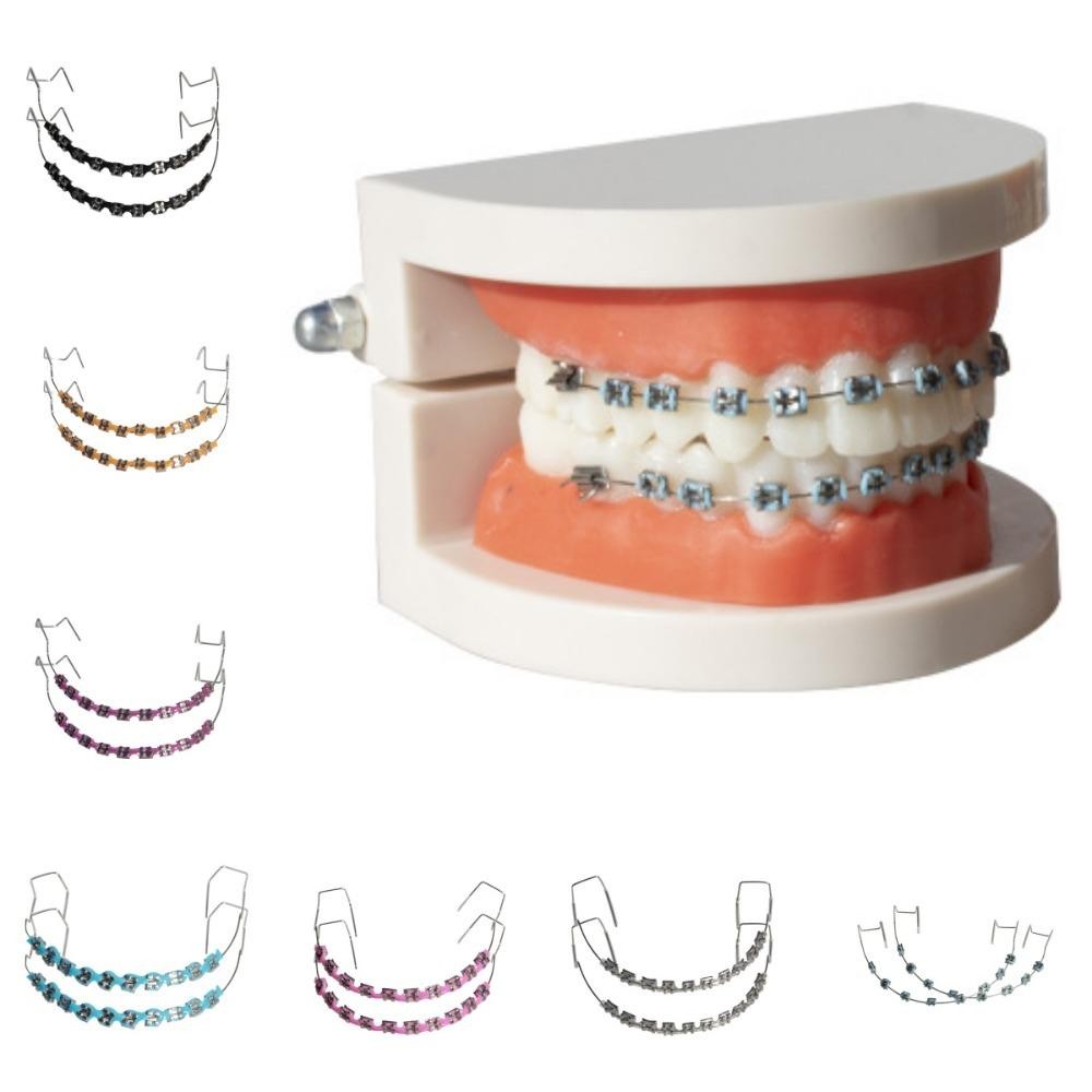 JIMMYCHOOEC 1 Cặp Dây Buộc Chỉnh Nha, Với Dây Kim Loại Trang Trí Nha Khoa Trang Trí Răng Tạm Thời, Phụ Kiện Niềng Răng Chân Đế Giả Nhiều Màu Sắc Giá Đỡ Kim Loại Răng