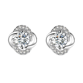 Bông Tai Cỏ Bốn Lá Bạc S925 Đính Đá Moissanite Màu Hồng Bông Tai Nữ Đính Đá Moissanite Màu Xanh Không Gây Dị Ứng S8