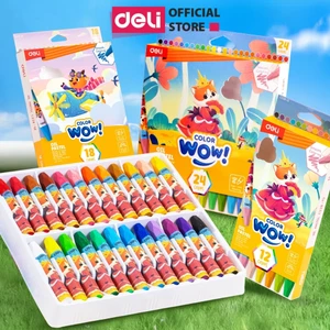 Bút Sáp Dầu Deli - Màu Sáp Hộp 12/18/24 Màu Sắc Tươi Sáng Dùng Tô Vẽ Tranh Mỹ Thuật Đa Dạng Màu Lựa Chọn Quà Tặng Cho Bé