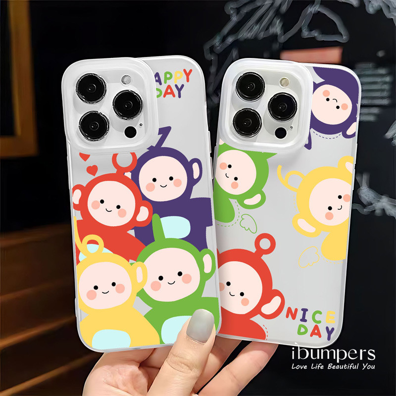 ibumpers Ốp Điện Thoại iPhone Phim Hoạt Hình Đầy Màu Sắc Dễ Thương Teletubbies‌ Hoa Văn Ốp Lưng Trong Suốt Nhám Mờ Chống Bẩn Chống Sốc Cho IPhone 16 15 14 12 13 11 Pro Max IP 7 8 Plus X XS XR