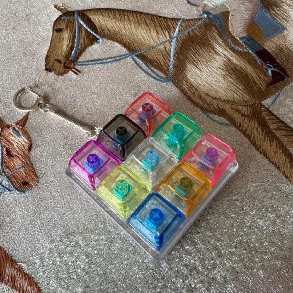 Mũ bàn phím ngón tay YMIFI, Keycap DIY Bàn phím Fidget Móc khóa, Thư giãn 9 phím Vượt qua thời gian Giảm căng thẳng Clicker Đồ chơi dành cho người lớn