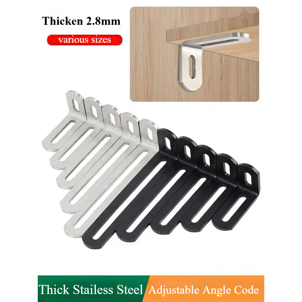 Giá đỡ mã góc có thể điều chỉnh lỗ dài bằng kim loại Đầu nối góc phải di chuyển hai đầu 90° Sắt góc cố định hình chữ L