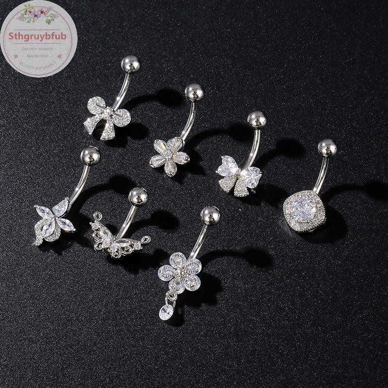 STHB Thép Không Gỉ Hoa Bụng Nút Nhẫn Rốn Xuyên Nhẫn Nữ Cô Gái Gợi Cảm Bụng Xuyên Nhẫn Trang Sức Cơ Thể VN