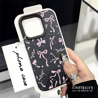 ibumpers Ốp Điện Thoại iPhone Họa Tiết Nơ Màu Hồng Tinh Tế Cho IPhone 16 15 14 12 13 11 Pro Max IP 7 8 Plus X XS XR Ốp Lưng Mỏng Silicon Mềm Da Họa Tiết