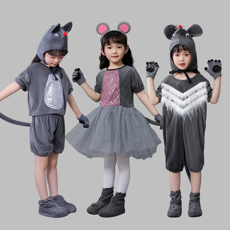 💕Chỗ💕Quần Áo Trẻ Em Động Vật Múa 3 Đến 14 Tuổi Chuột Trang Phục Quần Áo Cho Bé Gái Trới Lạ Halloween