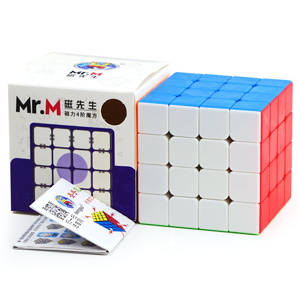 4x4 Magnetic Magic Cube Stickerless Black Speed Cube ShengShou Mr.M ...
