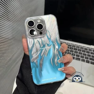 Ốp Điện Thoại Camlet Lửa Xanh Và Hồng Mới Cho Xiaomi 15 14T Pro Redmi Note 14 Pro Plus 12 Turbo 14C 14R A4 A3 Pro Poco C75 X7 Pro F5 4 Ốp Lưng Tỏa Sáng Cặp Đôi Vỏ Mềm Chống Rơi