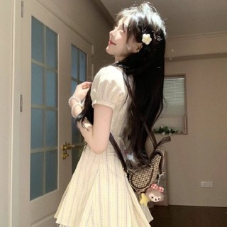 Váy liền tươi tắn ngọt ngào váy hè thiếu nữ váy liền phong cách học đường