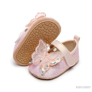 / / -Baby Girl Shiny 3D Butterfly Princess Mary Jane Flats Giày nôi chống trượt