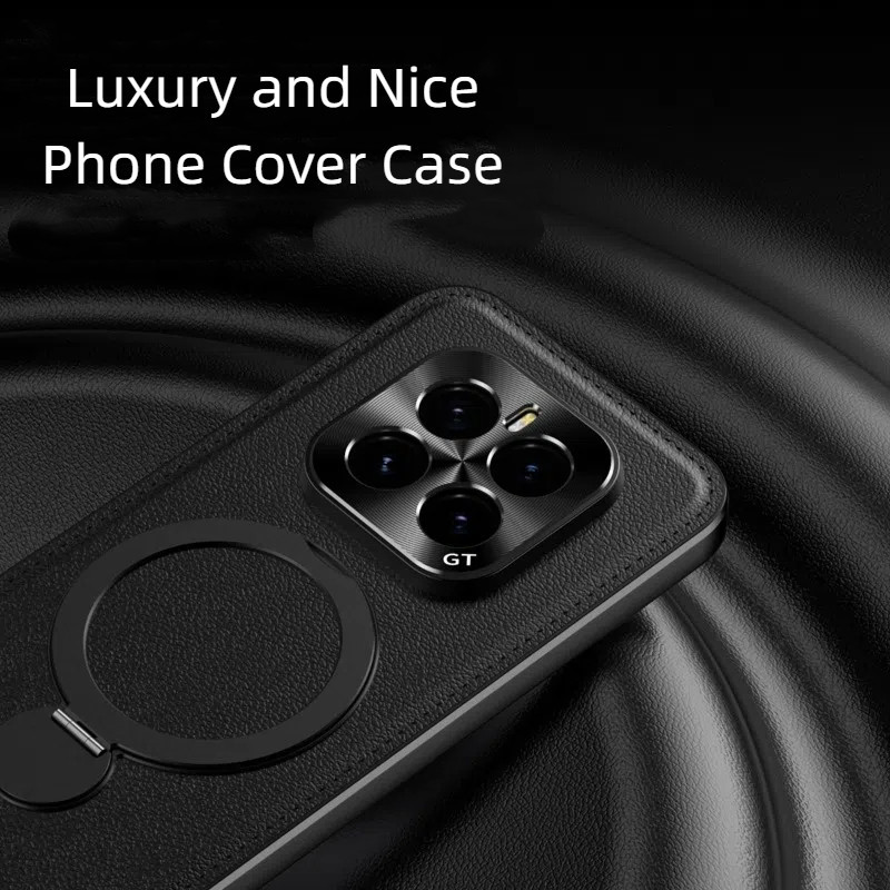Dành Cho Honor GT Pro GTPro Ốp Lưng Da PU Sang Trọng 360o Giá Đỡ Vòng Từ Tính Kim Loại Bảo Vệ Ống Kính Máy Ảnh PC Vỏ Điện Thoại Cứng Cho Honor GT Pro
