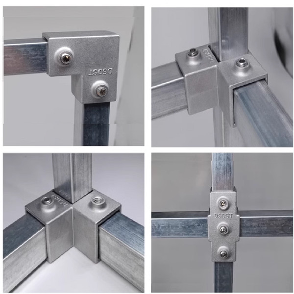 ▲ khớp nối sắt hộp vuông ▲ khớp nối 30x30 Đầu nối ống vuông 20 / 25 / 30mm khớp thép không gỉ mạ kẽm khóa buộc không đục lỗ