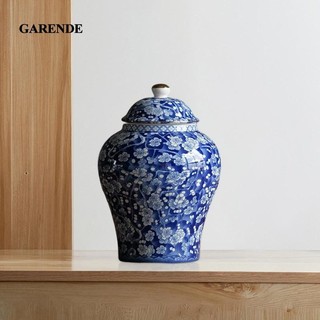 Garende Phong Cách Trung Hoa Gốm Gừng Bình Hoa Khô Đẹp Bằng Kính Châu Á Trang Trí Trung Quốc Xanh Trắng Bình Trung Tâm Đền Bình