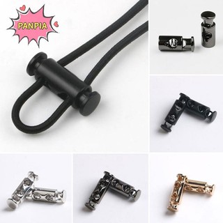 Pnpia 10 Chiếc Kim Loại Màu Đen Dây Khóa Lò Xo Khóa Chặn Hai Lỗ Dây Rút Chặn Boutique