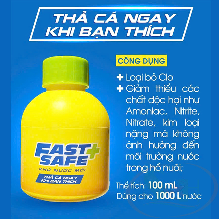 Fast Safe Extra Bio Khử Clo Nhanh, Giảm Độc Tố Cho Bể Cá (Chai 100ml)