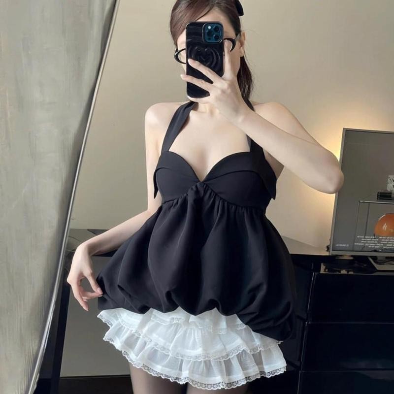 Áo Baby Doll Cổ Dây Kiểu Yếm PINKSTORE29 Hở Lưng Gợi Cảm A51228