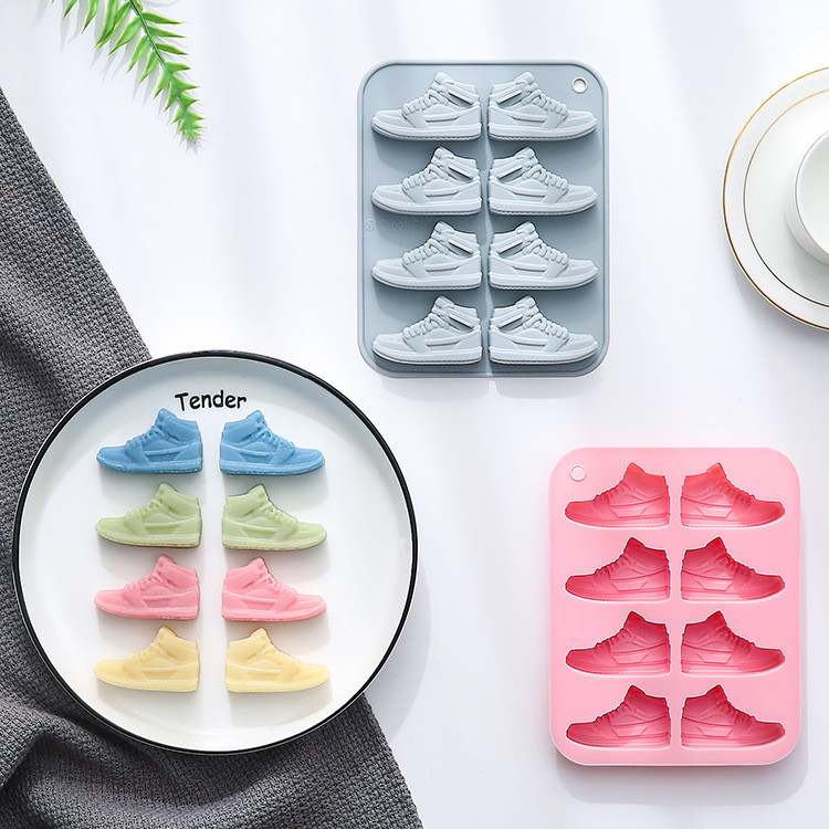 8 Khoang Sneaker Mô Hình Khuôn Silicon Khuôn Socola Fondant Jelly Epoxy Ice Cube Khuôn Silicon DIY Dụng Cụ Nướng Bánh * - * &