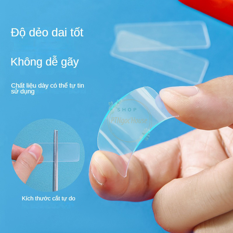 Hộp 60 Miếng Dán 2 Mặt Trong Suốt Siêu Dính Treo Đồ, Cố Định Đồ Đa Năng Tiện Lợi