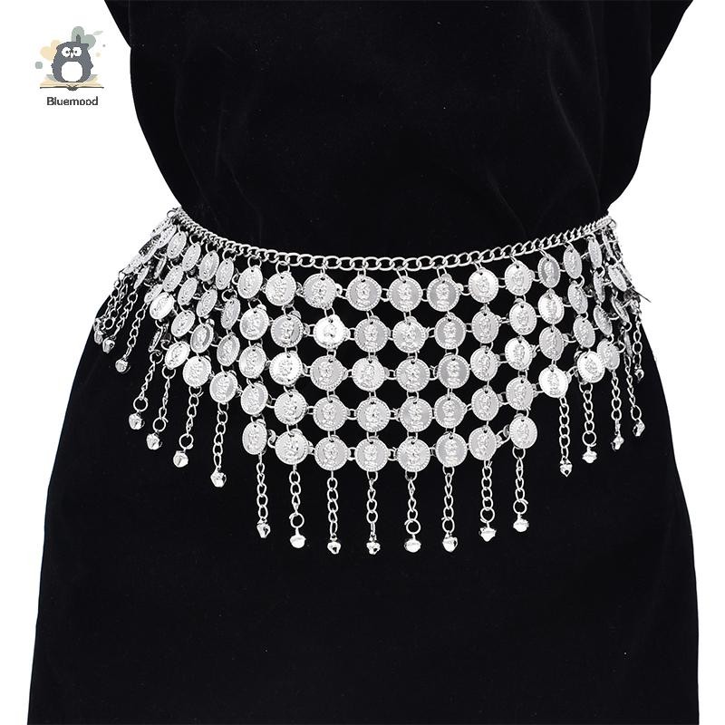 [Bluemood] Dây đeo thắt lưng nhiều lớp múa bụng Phụ nữ mới Dây xích cơ thể sel Dây chuyền kim loại dân tộc Bohemian Mới