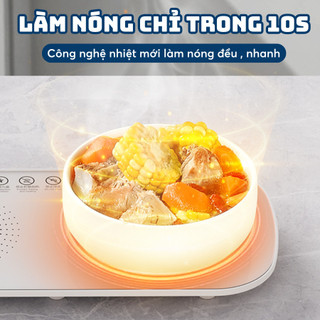 Đế Hâm Nóng Đồ Ăn nhanh chóng kèm đế điện dụng, Khay Hâm Nóng Thức Ăn Mặt Kính Cường Lực Chắc Chắn