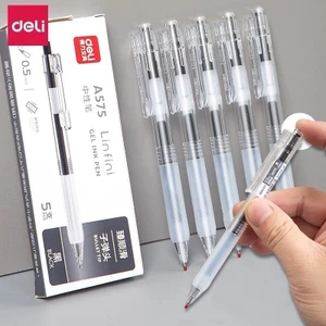 Bút bi gel nước bấm DELI A575 (xanh, đen)