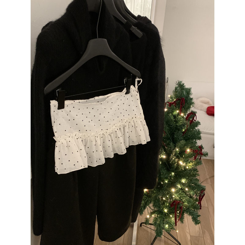 Milyfashion Ngọt Ngào Ren Rung Chấm Bi Đa Năng Váy Rèm Ngắn Váy Dài