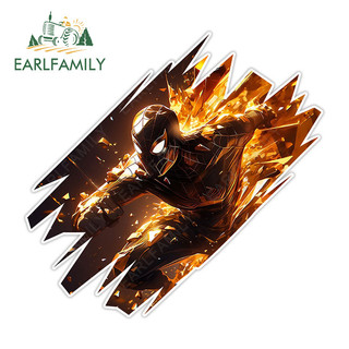 EARLFAMILY 13cm Người Nhện Hoạt Hình Xé Xe Ô Tô Bị Tắc Xước Xe Đoàn Hành Lý Kính Chắn Gió PVC Decal Chống Thấm Nước Khuẩn Bảo Vệ Cửa Xe Ô Tô