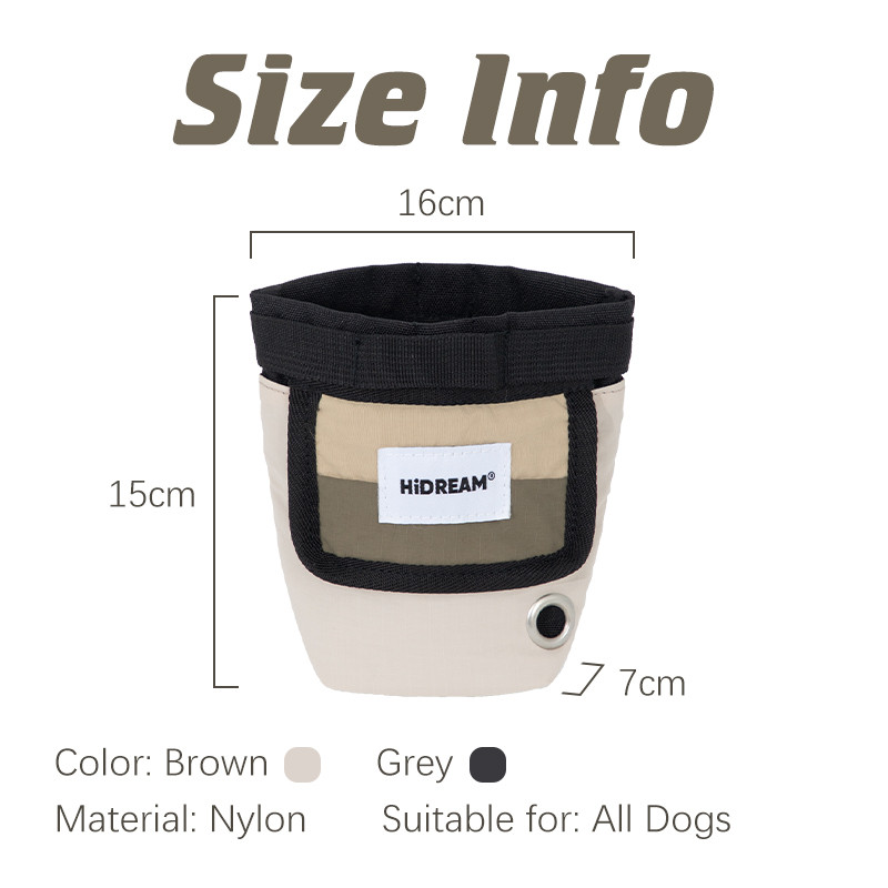 HamshMoc Túi đựng chó bền bỉ Túi đựng đồ ăn nhẹ thú cưng bằng Nylon di động có dây đeo có thể điều chỉnh Túi phân phối cho chó đi bộ ngoài trời