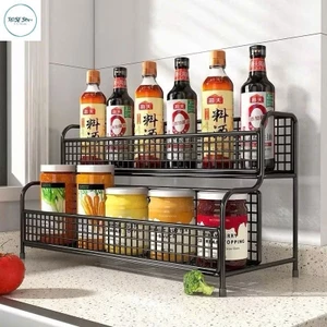 Kệ gia vị 2 tầng sơn tĩnh điện cho bếp tiện ích, Kệ để đồ nhà bếp