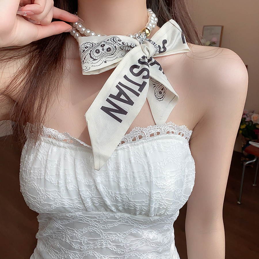 Bộ Cổ Chai Khăn Quàng Cổ Đa Mẫu Với Chuỗi Ngọc Trai, Phụ Kiện Thời Trang Hiện Đại Dành Cho Đi Chơi/Đi Làm