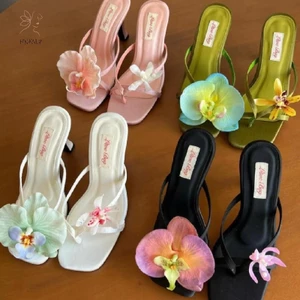 HNKMP Bohemian Nhiều Màu Sắc Dép Hoa Phụ Kiện Bướm Phong Lan Khóa Giày Trang Trí Trên Hoa Ngọt Ngào Phụ Kiện Giày.