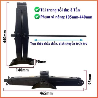 Kích gầm xe ô tô xe máy 3 tấn kèm tay quay tự động - Bộ kích gầm thay lốp ô tô, xe hơi