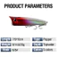Mồi Câu Cá Topwater Popper Mồi 7 / 9 / 10cm Có Hai Móc Treble Mắt 3D Swimbaits Nhựa Nhân Tạo Mồi Cứng Cho Cá Hồi Bass Cá Rô
